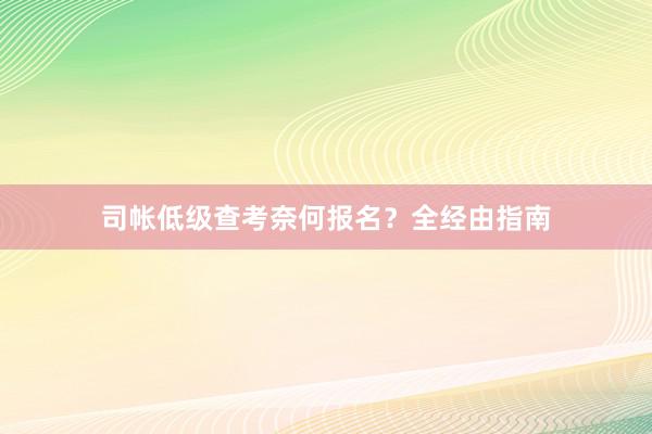 司帐低级查考奈何报名？全经由指南